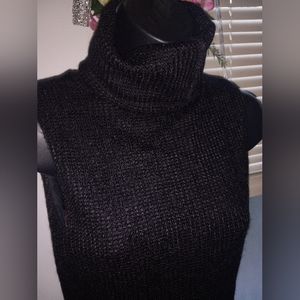 Black Sleeveless Knit Sweater Dress